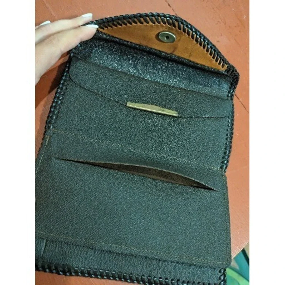 Vintage Handmade Western Leather Embossed Clutch Wallet‎ Tooled Flowers